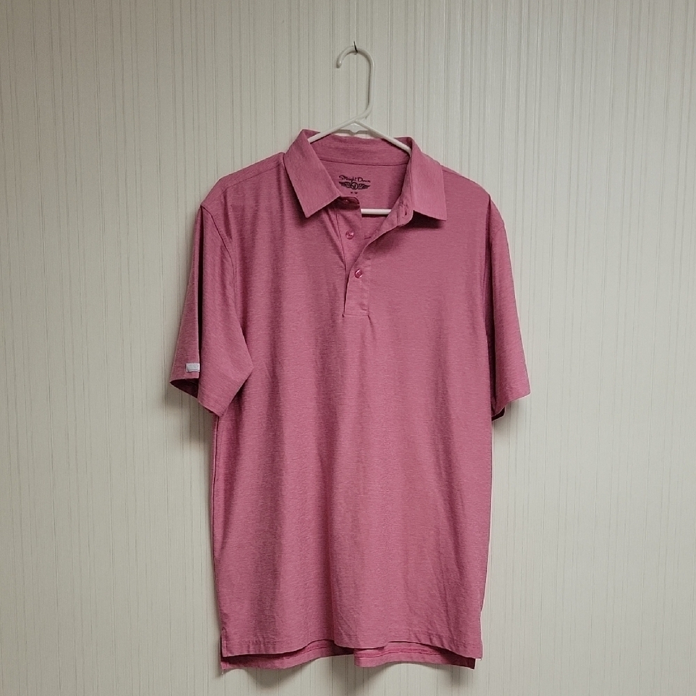 Straight Down Pink Polo Performance Golf Shirt Medium tennis pickleball